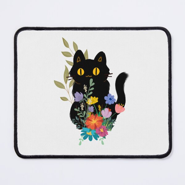 Item preview, Black cat with flowers designed and sold by Pattern King.