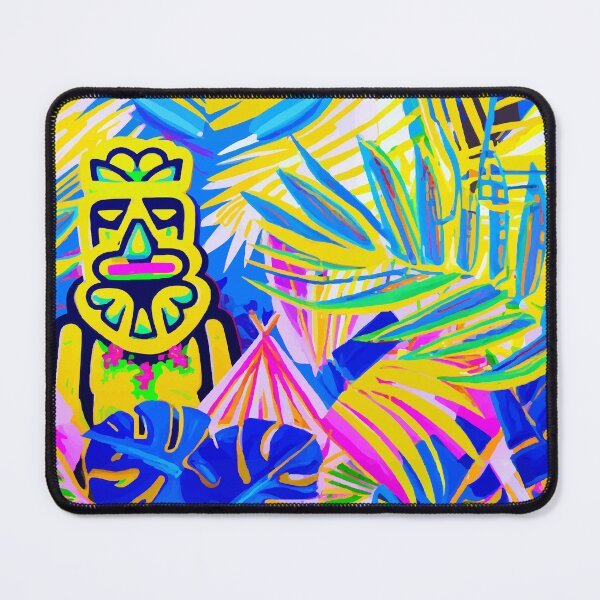 Item preview, Hawaiian Tiki man in the jungle pop art screen print designed and sold by ParrotPartyArt.