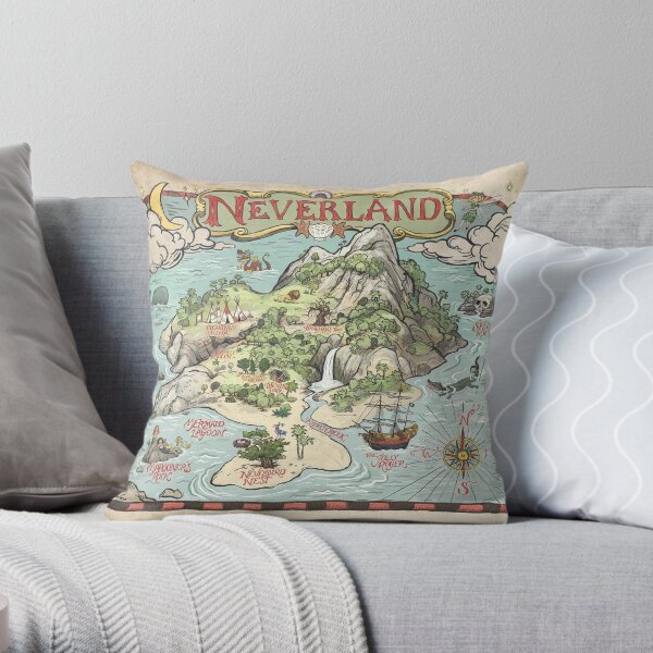 Neverland Map Throw Pillow