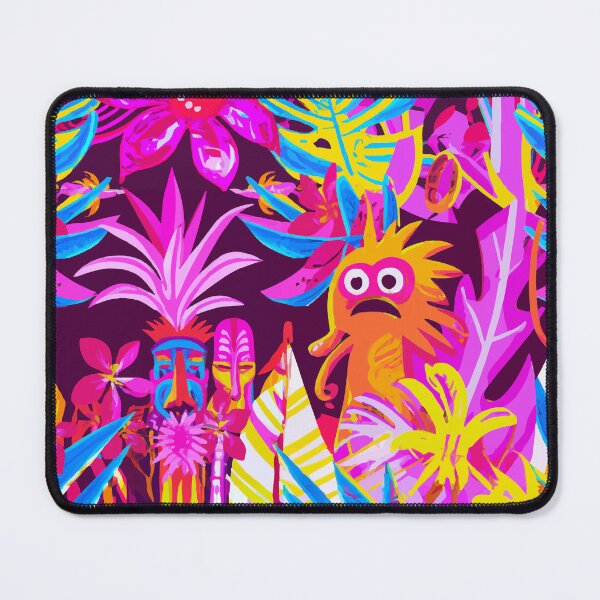Item preview, Hawaiian Tiki gods retro colorful screen print design designed and sold by ParrotPartyArt.