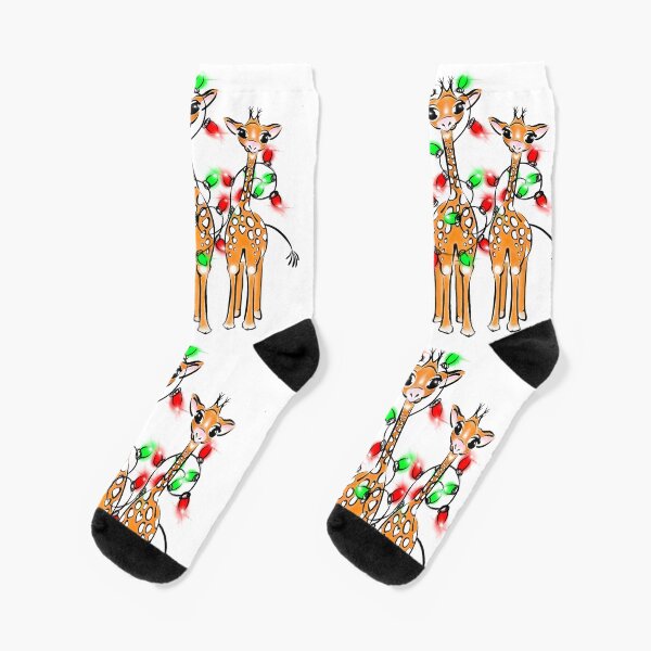Item preview, Festive Holiday Giraffes with red and green twinkle Christmas lights designed and sold by hollycooper.
