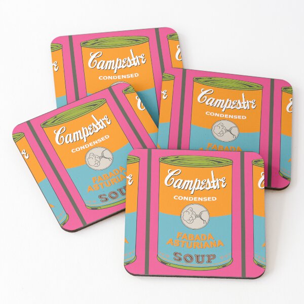 Item preview, Spanish Andy Warhol soups - Sopas Campestre - Fabada Asturiana (pink background) designed and sold by Groenendijk.