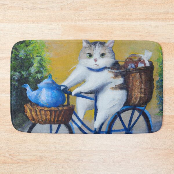 Artikelvorschau, Josie, die Katze, fährt Fahrrad (Impressionismus) entworfen und verkauft von thecatandkettle.