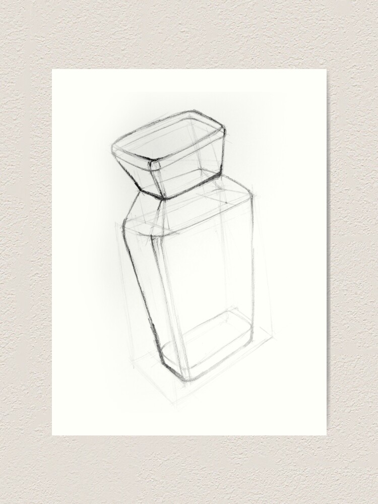 Drawing illustration sketch of perfume bottle  Art Print for Sale