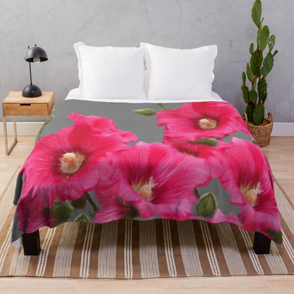 Item preview, DECORATIVE PINK HOLLYHOCKS PATTERN GREY ART designed and sold by sharlesart.