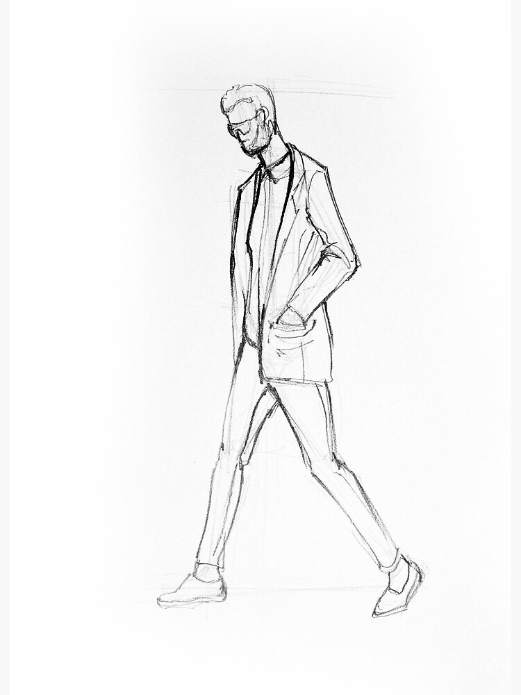 Sketch of Senior Man Walking Along City Street Stock Vector  Illustration  of people tired 177154182