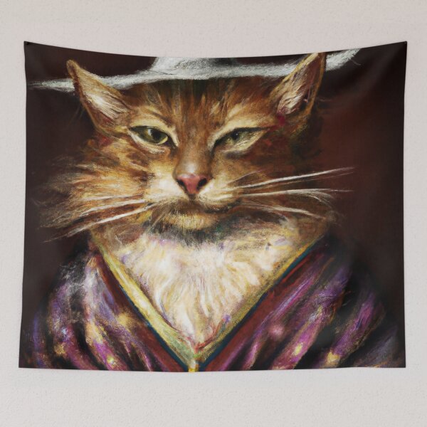 Item preview, Simon the Cat, wearing his wizard's hat (Baroque) designed and sold by thecatandkettle.