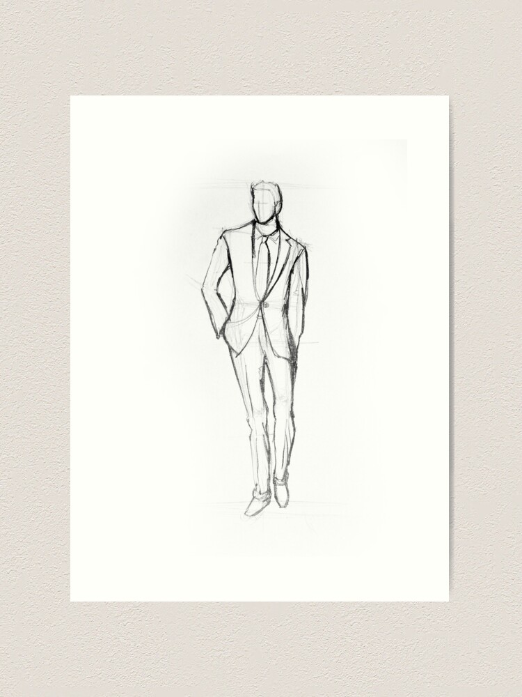 Sketch walking man hand drawn Royalty Free Vector Image