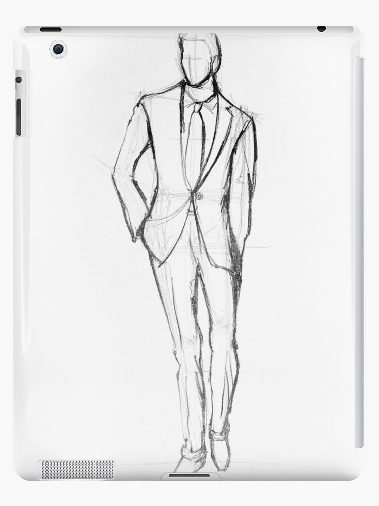 Funda vinilo para iPad «Ilustración dibujo boceto hombre en traje de oanaunciuleanu | Redbubble