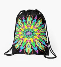 Simetric Colorful Ethnic Mandala Flower - Zentangle Drawstring Bag