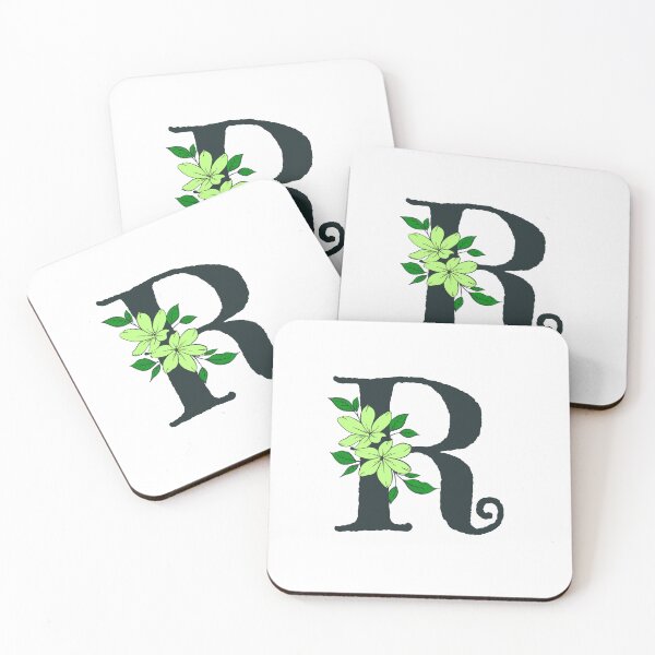 Item preview, Green floral R monogram designed and sold by Coffee Lifestyle.
