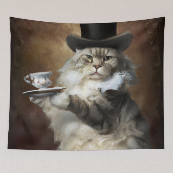 Item preview, Wolfgang the Cat, wearing a top hat (Baroque) designed and sold by thecatandkettle.