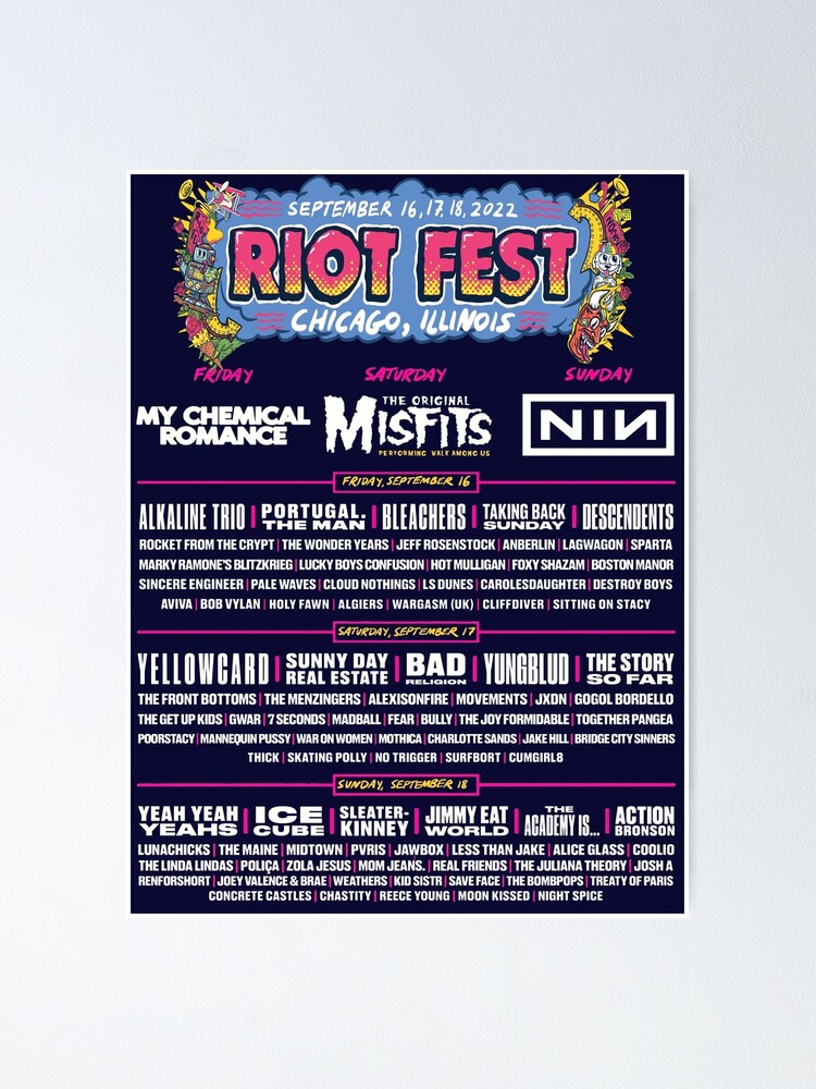 "Riot Fest 2022 Line-Up" Poster For Sale By Bonds69 | Redbubble