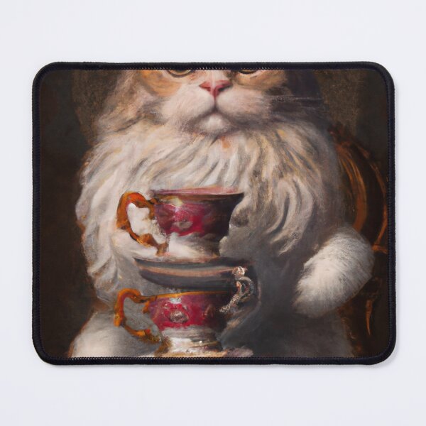 Item preview, Beans the Cat, holding teacups (Baroque) designed and sold by thecatandkettle.