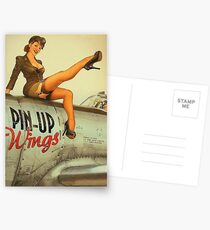 Postales Pin up chica sexy piloto en un avión, cartel del ejército