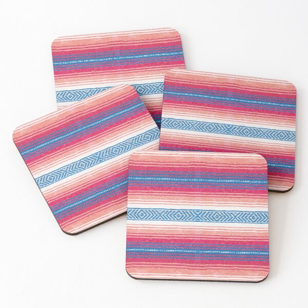 Item preview, Authentic mexican blanket pastel colors pink serape saltillo falsa poncho vibrant color southwest pattern designed and sold by T-Mex.