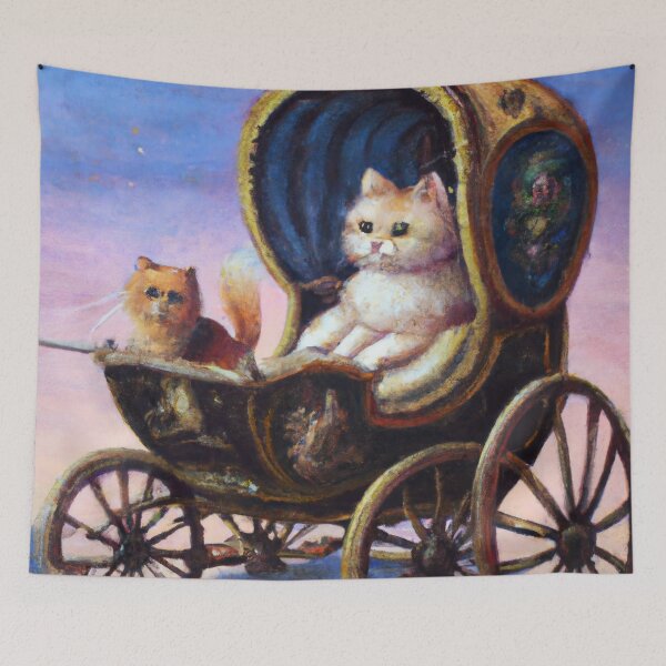 Item preview, Felicity and Addy the Cats, riding in a carriage (Romanticism) designed and sold by thecatandkettle.