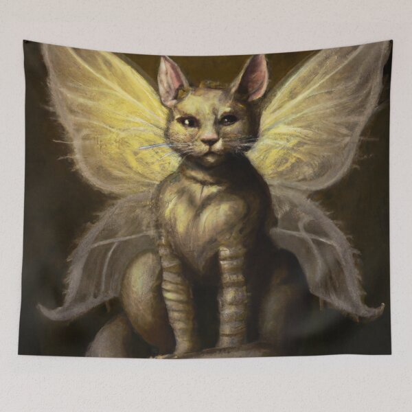 Item preview, Mote the Cat, with magnificent wings (Baroque) designed and sold by thecatandkettle.
