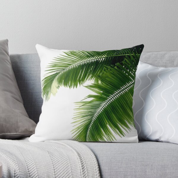 Tropical Palm Leaves Throw Pillow