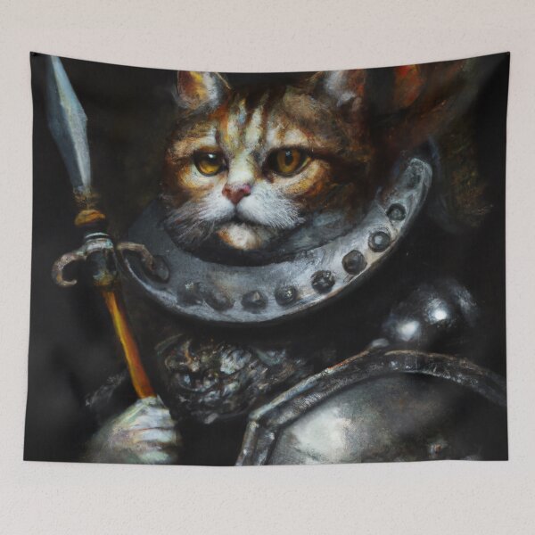 Item preview, Sancho the Cat, with armor and spear (Baroque) designed and sold by thecatandkettle.