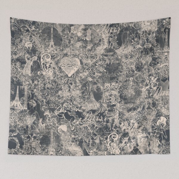 Item preview, Old Gray Romantic Angels Flowers French Vintage Eifel Tower Toile Design designed and sold by IZiets.