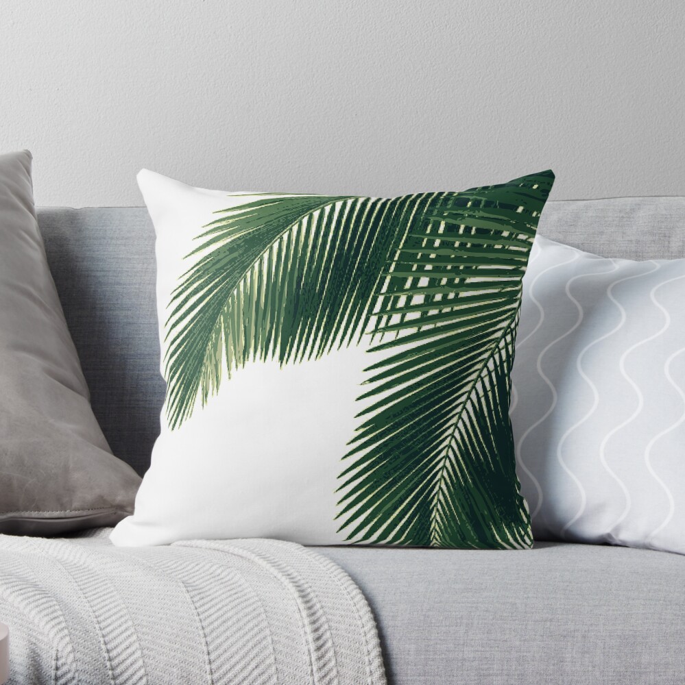Tropical Palm Leaves Throw Pillow