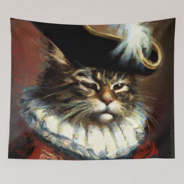 Item preview, Duke the Cat, wearing a fancy hat (Romanticism) designed and sold by thecatandkettle.