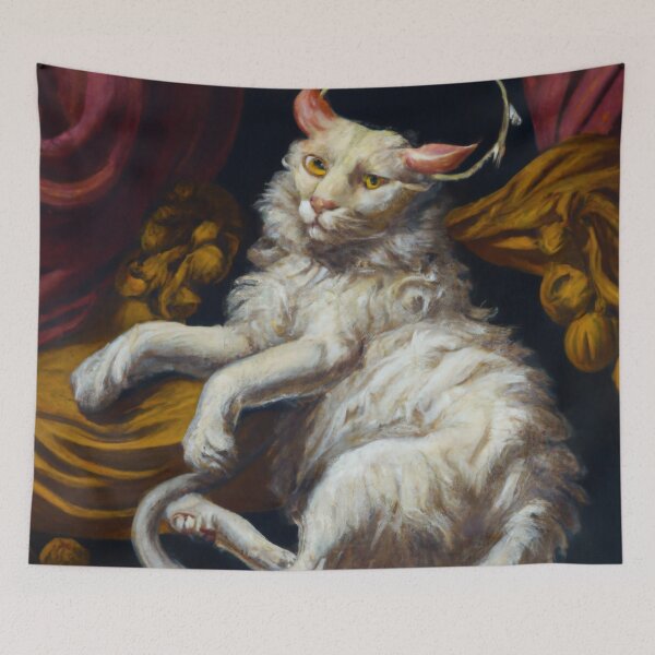 Item preview, Pan the Cat, lounging in gold and crimson (Baroque) designed and sold by thecatandkettle.
