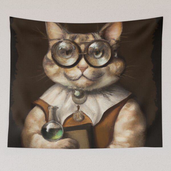 Item preview, Quill the Cat, wearing spectacles (Baroque) designed and sold by thecatandkettle.