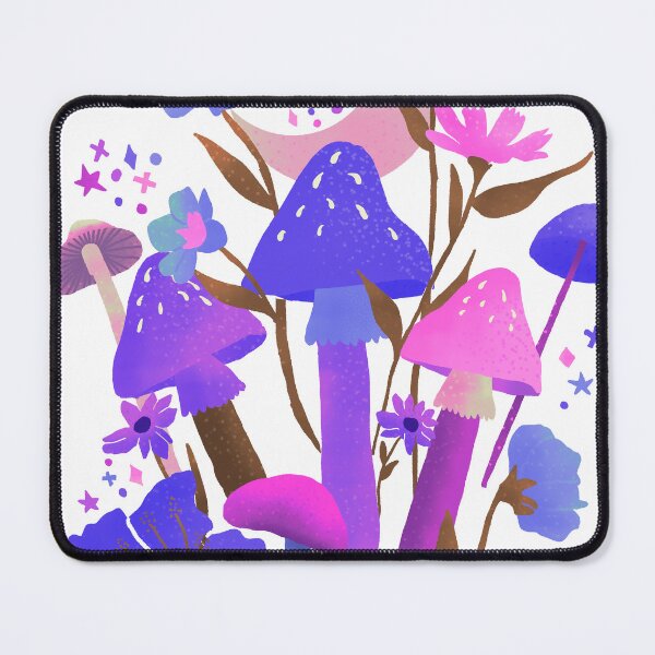 Item preview, Neon mushrooms with flowers designed and sold by Lenecreates.