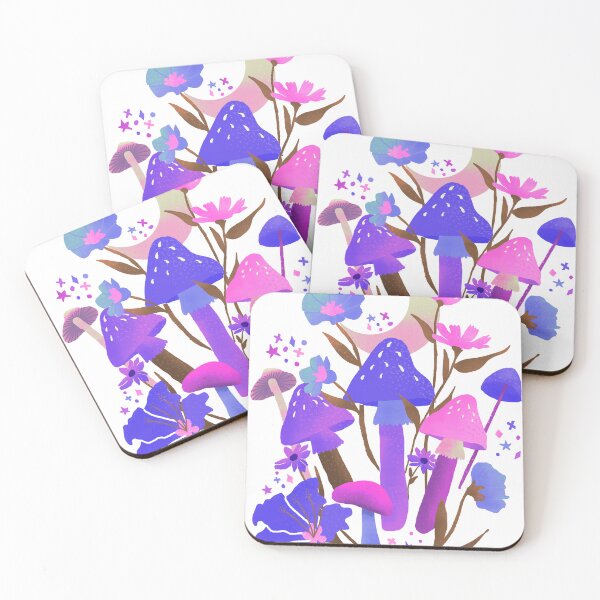 Item preview, Neon mushrooms with flowers designed and sold by Lenecreates.