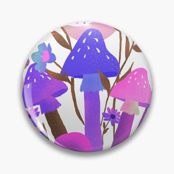 Item preview, Neon mushrooms with flowers designed and sold by Lenecreates.