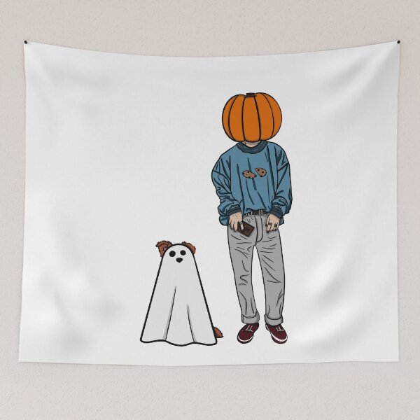 Item preview, A Pumpkin and His Ghost Dog designed and sold by Autumn Fineberg.