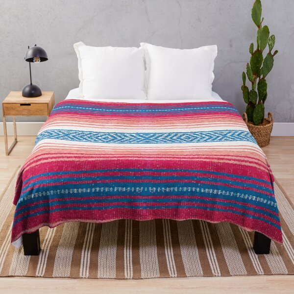 Item preview, Authentic mexican blanket pastel colors pink serape saltillo falsa poncho vibrant color southwest pattern designed and sold by T-Mex.