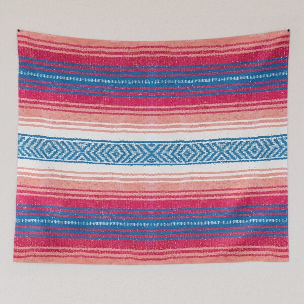 Item preview, Authentic mexican blanket pastel colors pink serape saltillo falsa poncho vibrant color southwest pattern designed and sold by T-Mex.