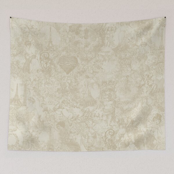 Item preview, Cream Romantic Angels Flowers French Vintage Eifel Tower Toile Design designed and sold by IZiets.