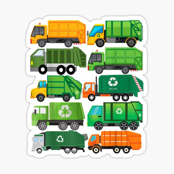 Garbage Truck Recycling Day Trash Waste Separation Birthday Sticker