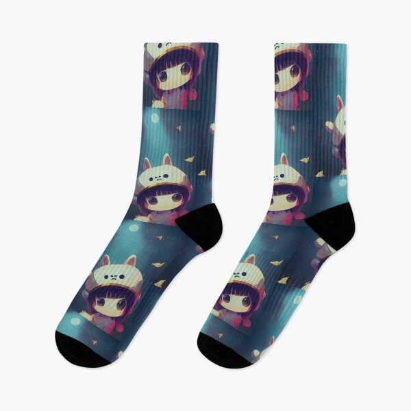 Item preview, Sad cute anime girl wearing a sad hat with fluffy ears designed and sold by Tuko Designs.