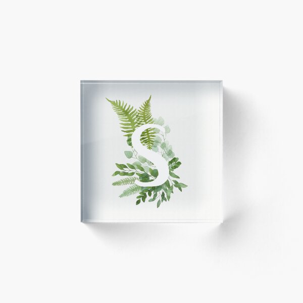 Floral letter S Acrylic Block