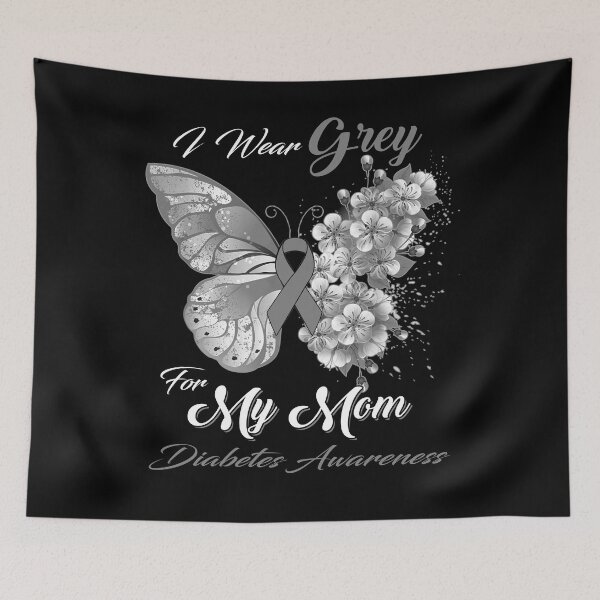 Item preview, I Wear Grey For My Mom Diabetes Awareness Butterfly Ribbon Gifts designed and sold by Adropine.