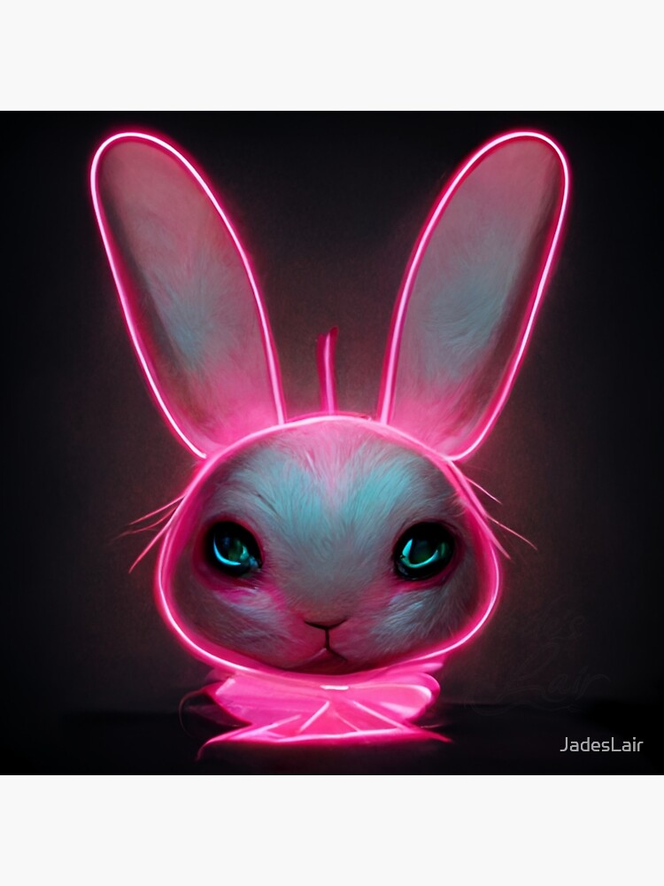 Hot Pink Neon Spray Paint Cute Bunny - Bunny - Posters and Art