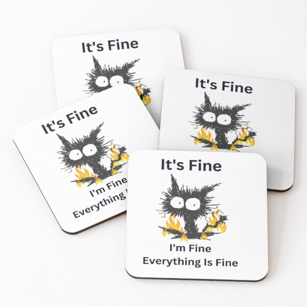 Item preview, it's fine i'm fine everything is fine t shirt, sarcastic for women,funny sarcasm black cat designed and sold by MA design art.