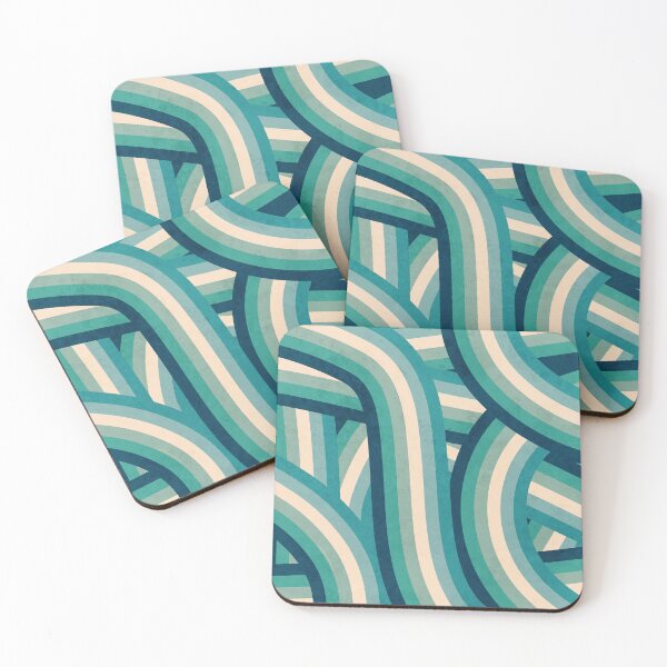 Item preview, Teal Vintage Faded 70's Style Rainbow Stripes designed and sold by itsjensworld.