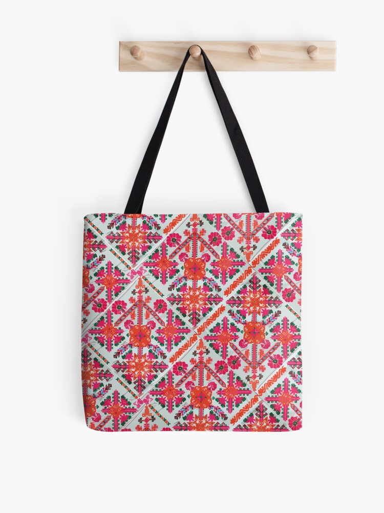 Manta mexicana autentica tela boho chic bordado colorido diseño quexquemetl  Bolsa de tela