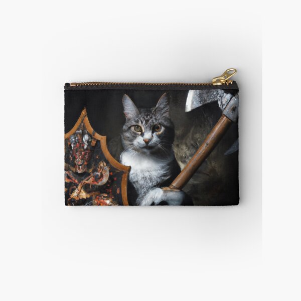 Item preview, Warren the Cat, with shield and battleaxe (Baroque) designed and sold by thecatandkettle.