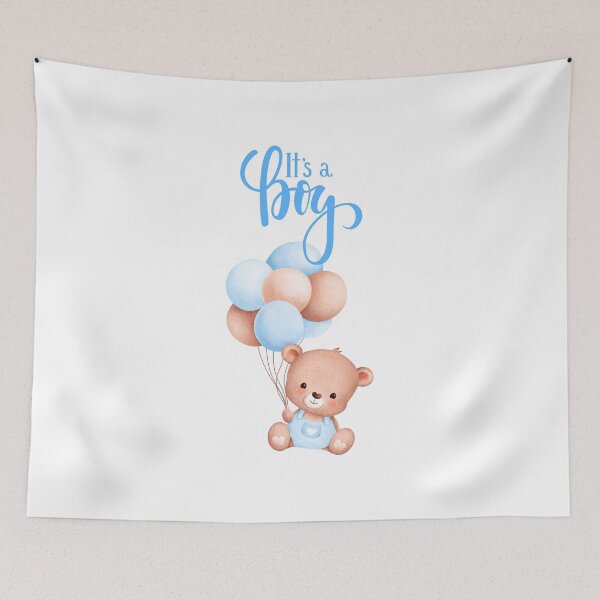 Item preview, It's a Boy Cute Teddy Bear Toy with Balloons  designed and sold by silviaol.