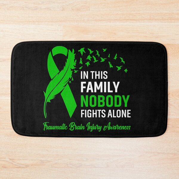 Item preview, In This Family Nobody Fights Alone Traumatic Brain Injury Awareness Feather Ribbon designed and sold by frechettee.