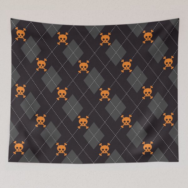 Item preview, Skully Argyle Pattern in Halloween Orange designed and sold by OddPop.