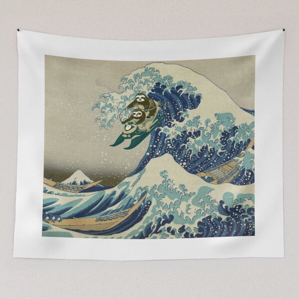Item preview, Sloths Jetskiing the Great Wave off Kanagawa (Medium-Size) designed and sold by Bookwyrm-Bazaar.