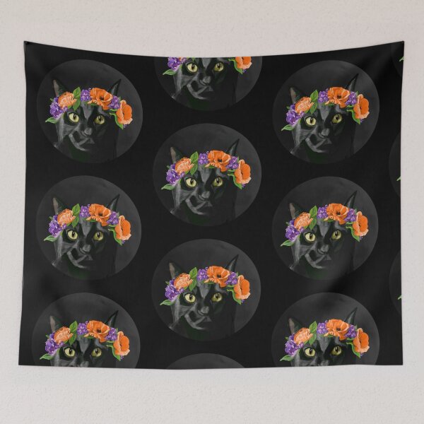 Item preview, Black Cat Portrait designed and sold by DrawBotanical.